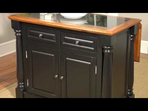 VADHOLMA Kitchen island with rack black oak - IKEA